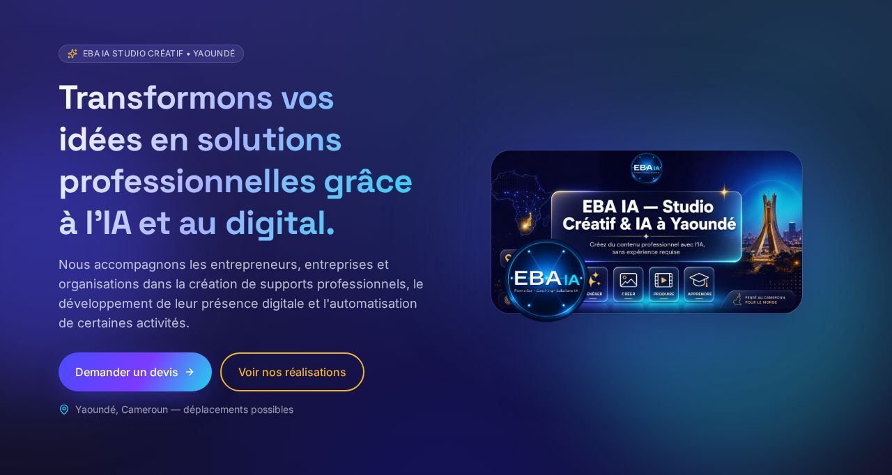 Site web EBA IA Studio Créatif — réalisation EBA IA Studio Créatif